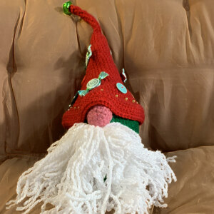 crocheted candy man gnome by jen is dainty - paducah, kentucky